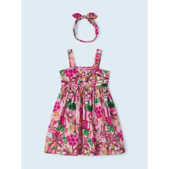 Mayoral Φορεμα λωριδα φιογκος ροζ φουξια 23-03941-022